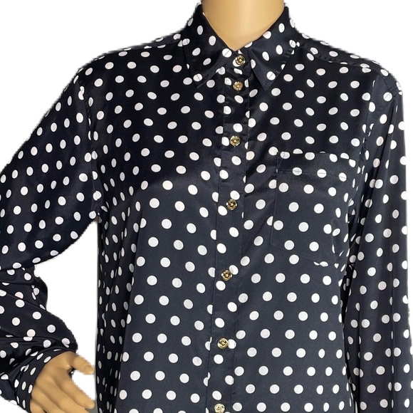 MICHAEL Michael Kors Polka Dot Button Down Blouse Sz XS - Picture 2 of 9